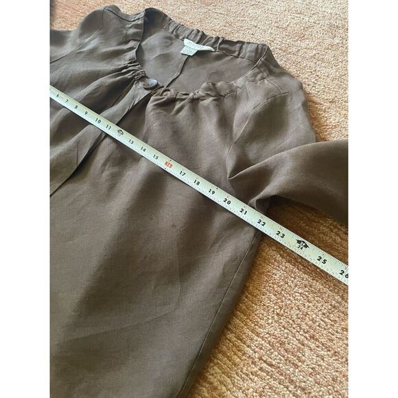 Allison Taylor 100% Linen Brown Button Front Jacket Top Women’s Size L - Picture 4 of 9